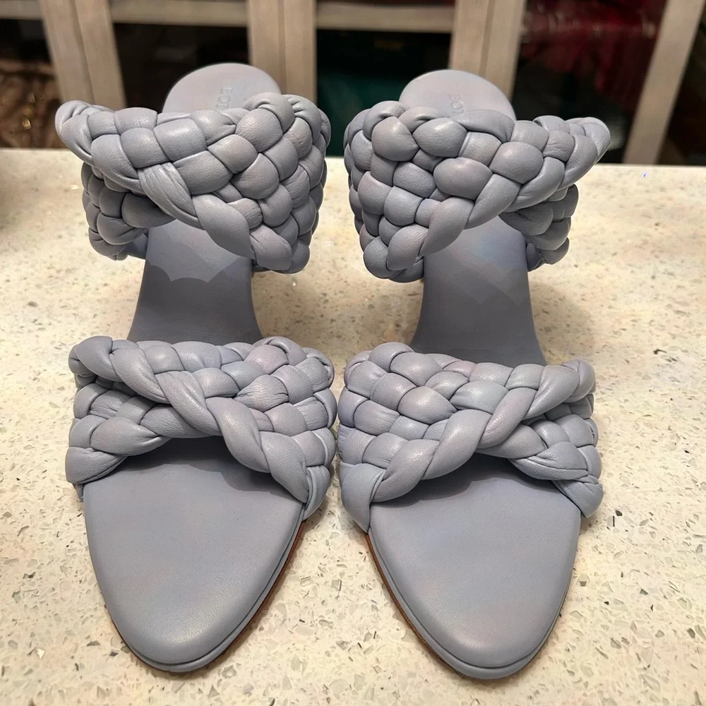 Bottega Veneta The Curve Light Blue Heeled Sandals - Picture 1 of 9